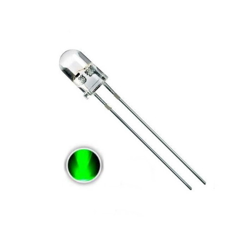 Светодиод 5 мм зеленый прозрачный
