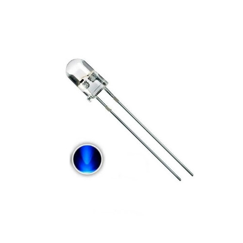 Светодиод 3 мм синий прозрачный