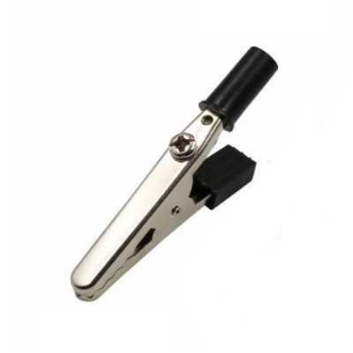 Зажим "Крокодил" с изолятором черный, 10А, 51мм