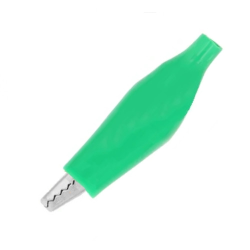 Зажим "Крокодил" с изолятором зеленый, 3А, 26.5мм