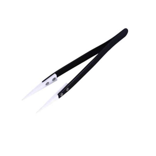 Пинцет прямой с керамическими наконечниками антистатический