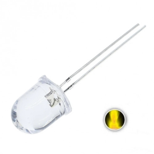 Светодиод 10 мм желтый прозрачный