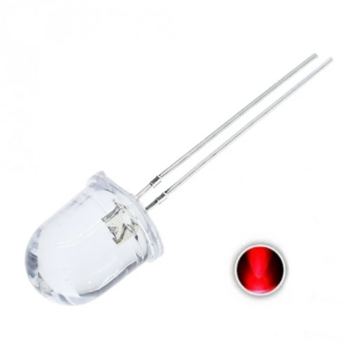 Светодиод 10 мм красный прозрачный
